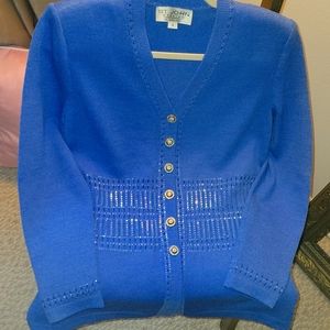 St. John Knit Light Blue 4 Piece Skirt Suit Set, Sizes 6 & 8